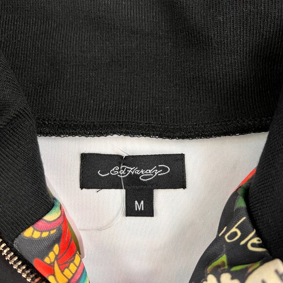 NEW Ed Hardy Crop Flashboard Black Tattoo Track Jacket Sz M - Picture 8 of 15
